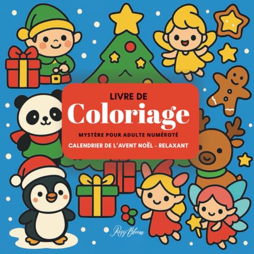 Couverture du livre de coloriage mystère Calendrier de l'avent